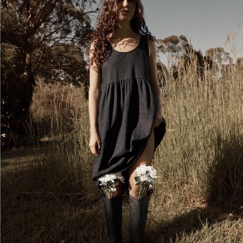 Afends Jesse Babydoll Dress Black Hemp